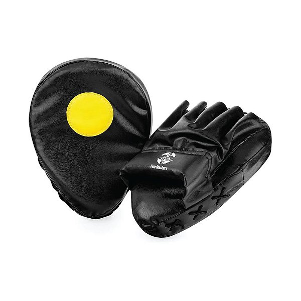 Par Aparador de soco / Luva Foco / Manopla Boxe Muay Thai Cor Preto