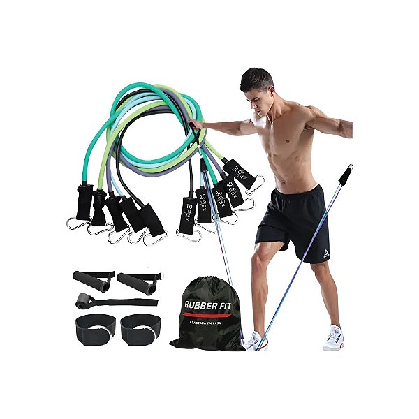 Kit Elástico de Resistência para Treino em Casa – Musculação, Força e Definição