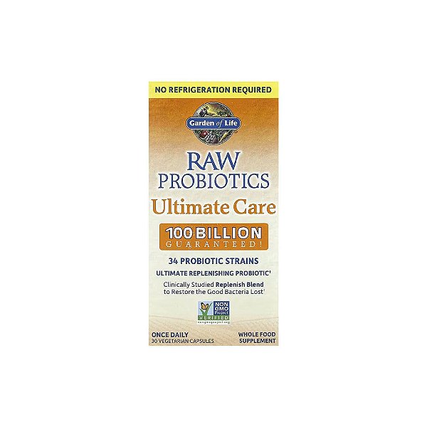 RAW Probiotics Ultimate Care Longa Duração 30 Cápsulas - Garden of Life