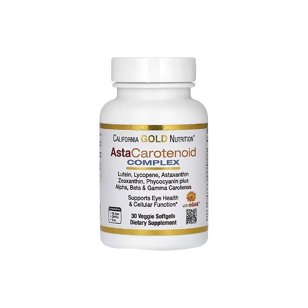 Complexo AstaCarotenoid com Luteína, Licopeno, Astaxantina e Vitamina A 30 Veg Softgels - California Gold Nutrition