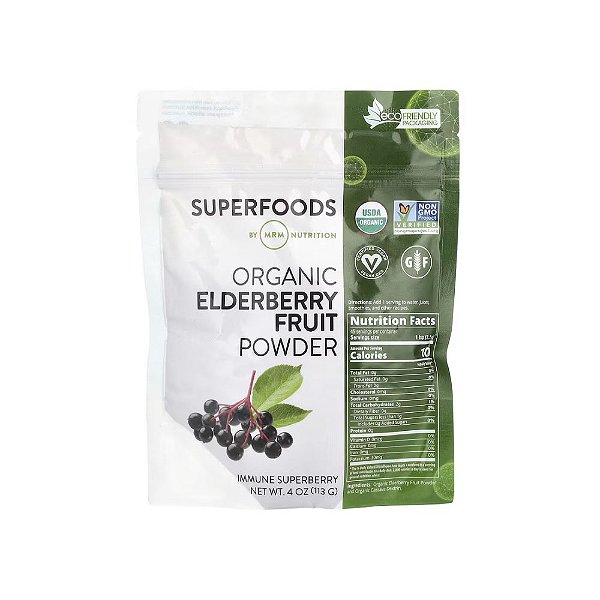 Elderberry Fruit Powder Sabugueiro em Pó Orgânico 113g - MRM