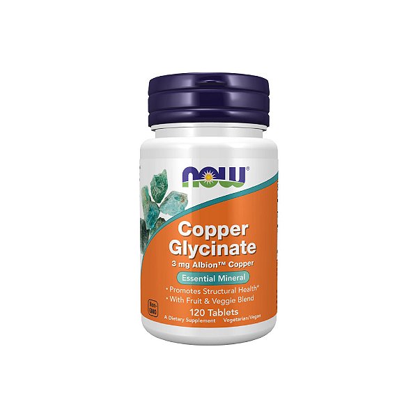 Glicinato de Cobre 3mg 120 Tabletes - Now Foods