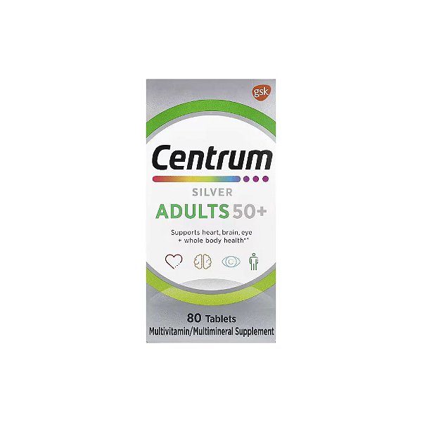 Centrum Silver Multivitamínico para Adultos com mais de 50 anos 80 Tabletes