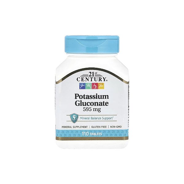 Gluconato de Potássio 595mg 110 Tabletes - 21st Century