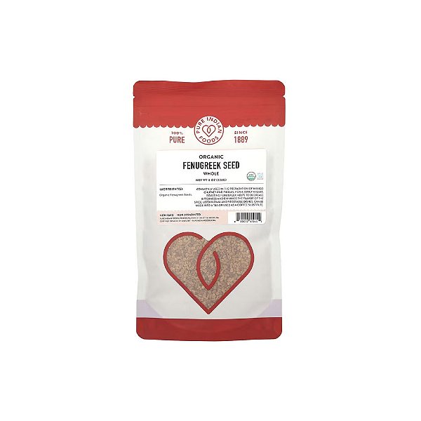 Semente de Fenugreek Fenacho Orgânico 226g - Pure Indian Foods