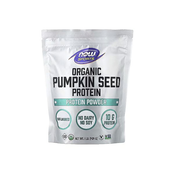 Organic Pumpkin Seed Protein Proteína em Pó de Semente de Abóbora Orgânica Sem Sabor 454g - Now Foods