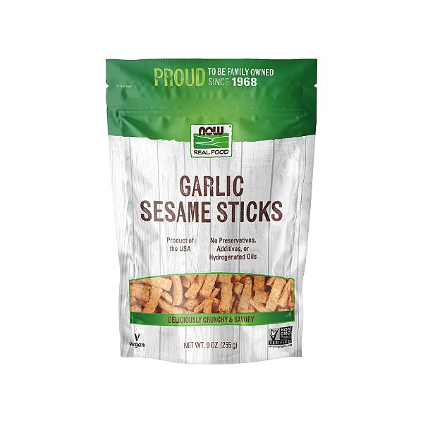 Garlic Sesame Sticks Bastões de Gergelim e Alho 255g - Now Foods