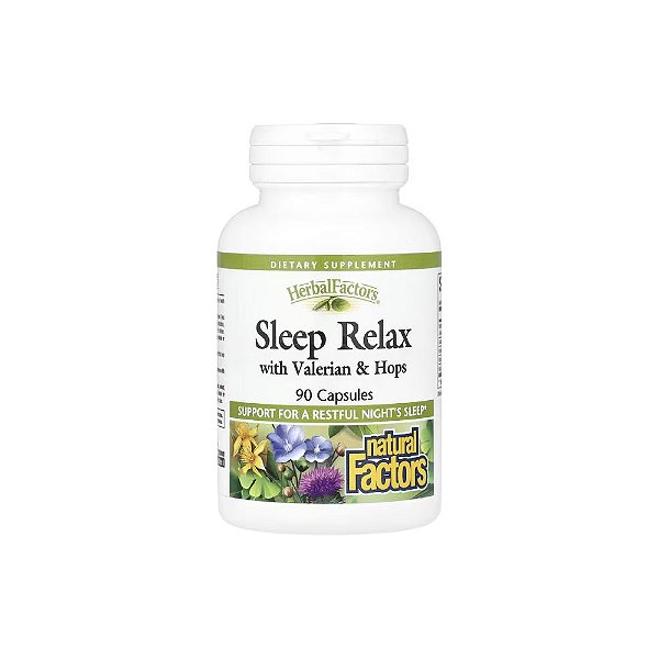 Herbal Factors Sleep Relax com Valeriana e Lúpulo 90 Cápsulas - Natural Factors