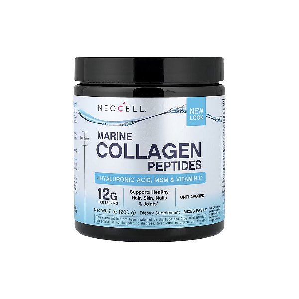 Peptídeos de Colágeno Marinho + Ácido Hialurônico, MSM e Vitamina C sem Sabor 200g - NeoCell