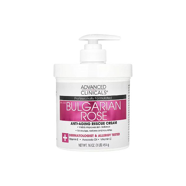 Anti-Aging Rescue Cream Creme de Resgate Anti-envelhecimento Rosa Búlgara 454g - Advanced Clinicals