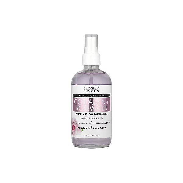 Colágeno + Água de Rosas Névoa Facial Plump + Glow 222ml - Advanced Clinicals