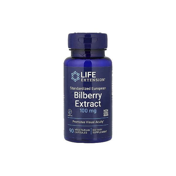 Bilberry Extract 100mg Extrato de Mirtilo Europeu 90 Veg Cápsulas - Life Extension
