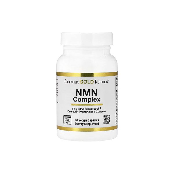 Complexo NMN com trans-Resveratrol, Fitossomo de Quercetina, Apigenina e Luteolina 60 Cápsulas Vegetais- California Gold Nutrition