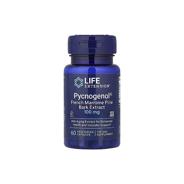 Pycnogenol Extrato da Casca de Pinheiro Marítimo Francês 100mg 60 Cápsulas Vegetarianas - Life Extension