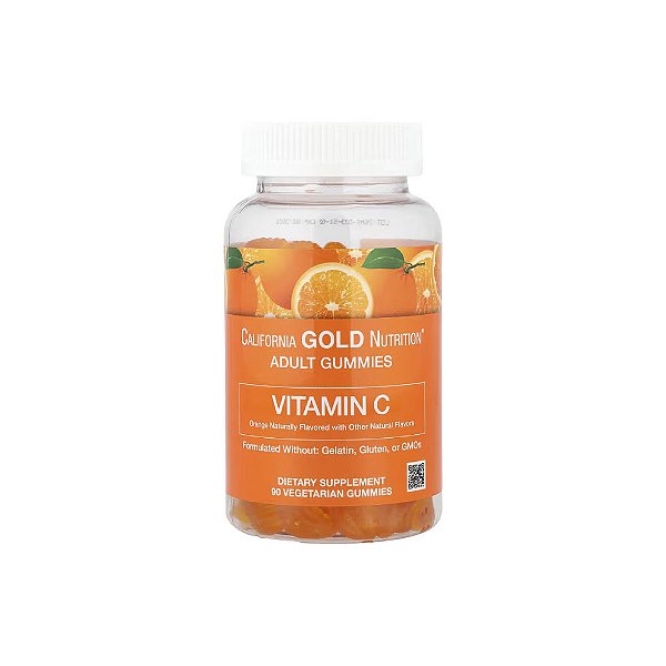 Gomas de Vitamina C com Vitamina A de 100% Betacaroteno 90 Gomas Vegetarianas - California Gold Nutrition