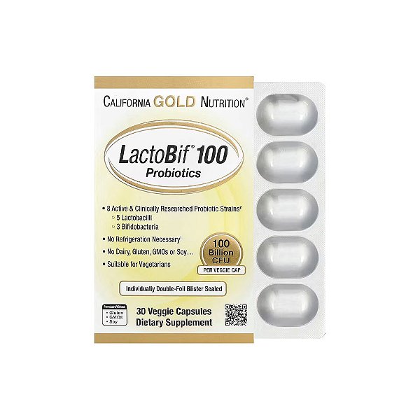Probióticos LactoBif 100 100 Bilhões de UFCs - California Gold Nutrition