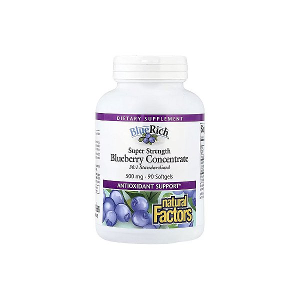 BlueRich Blueberry Concentrate Concentrado de Mirtilo 500mg 90 Softgels - Natural Factors