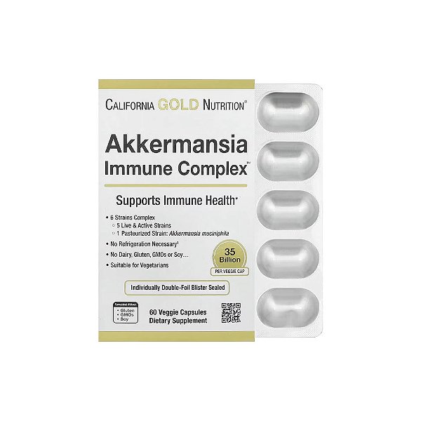 Complexo Imunológico com Akkermansia + Probióticos 60 Cápsulas Vegetais - California Gold Nutrition