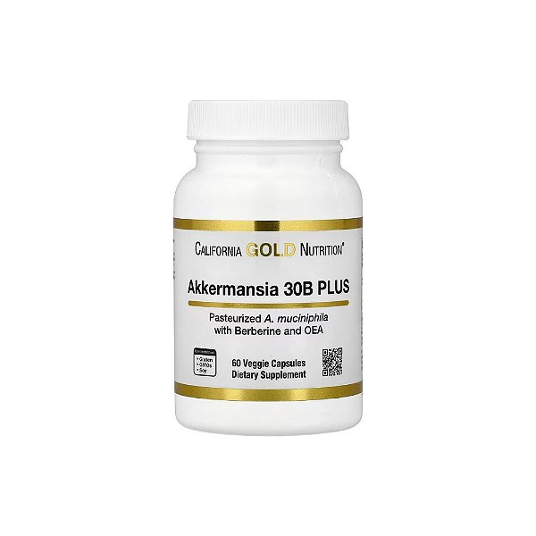 Akkermansia 30B PLUS com Matriz Fosfolipídica de Berberina e OEA 60 Cápsulas Vegetais - California Gold Nutrition