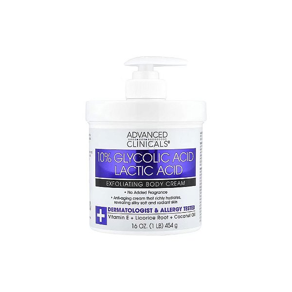Creme Esfoliante para o Corpo c/ 10% Ácido Glicólico+ Ácido Láctico 454g - Advanced Clinicals