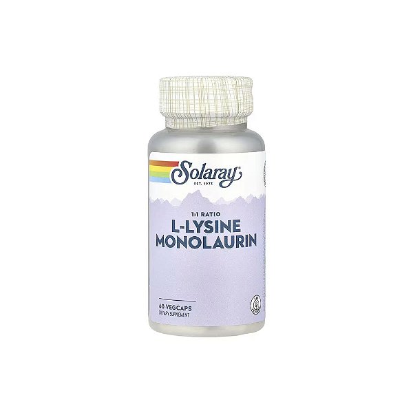 Lisina e Monolaurina Proporção 1:1 60 Veg Cápsulas - Solaray
