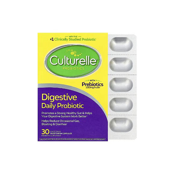 Probióticos Digestivos Diários 10 Bilhões de UFCs 30 Cápsulas Vegetarianas Uma Vez ao Dia - Culturelle