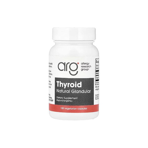 Thyroid Natural Glandular Tireoide 40mg 100 Cápsulas Vegetarianas - Allergy Research Group