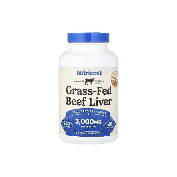 Fígado Bovino de Gado Criado no Pasto 3000mg - Nutricost