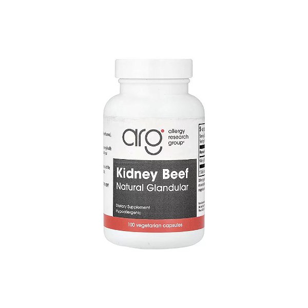 Kidney Beef Glandular e Natural 500mg 100 Cápsulas Vegetarianas - Allergy Research Group