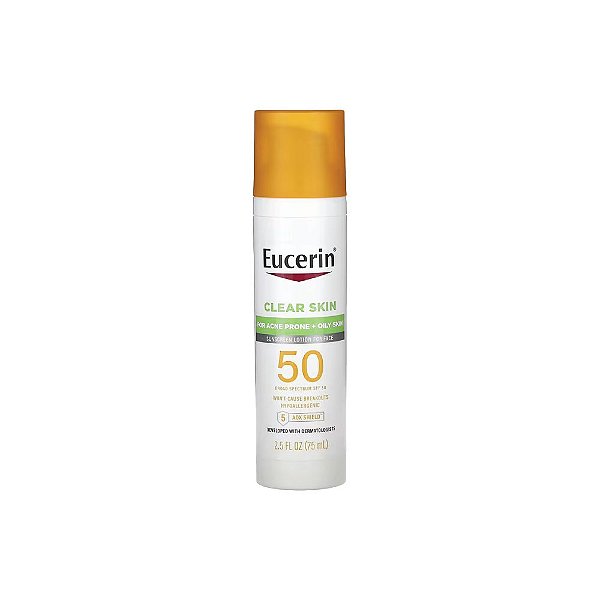 Clear Skin Loção de Protetor Solar Leve para o Rosto FPS 50 Sem Perfume 75ml - Eucerin