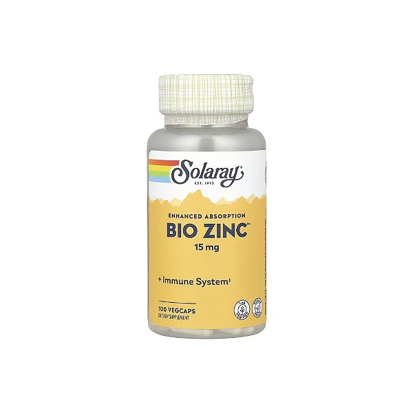 Bio Zinc 15mg 100 Cápsulas Vegetais - Solaray