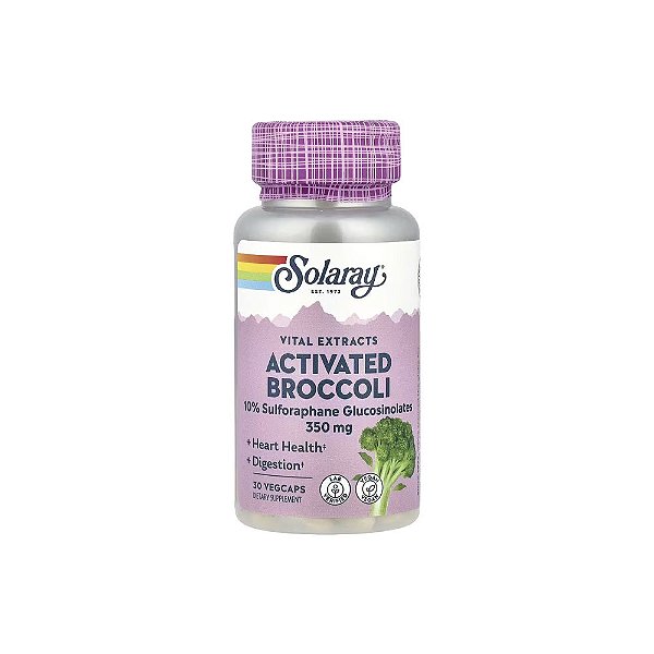 Extratos Vitais Brócolis Ativado 350mg 30 VegCaps - Solaray