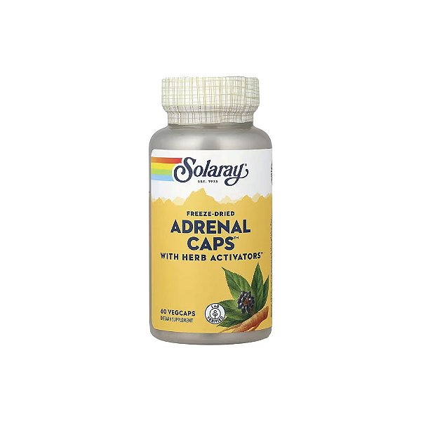Adrenal Caps Cápsulas Adrenais Liofilizadas com Ativadores de Ervas 60 VegCaps - Solaray