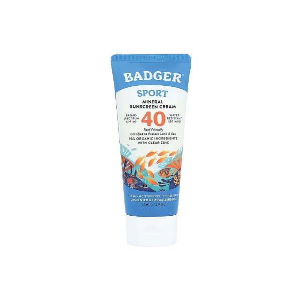 Sport Creme Protetor Solar Mineral FPS 40 Sem Perfume 87ml - Badger