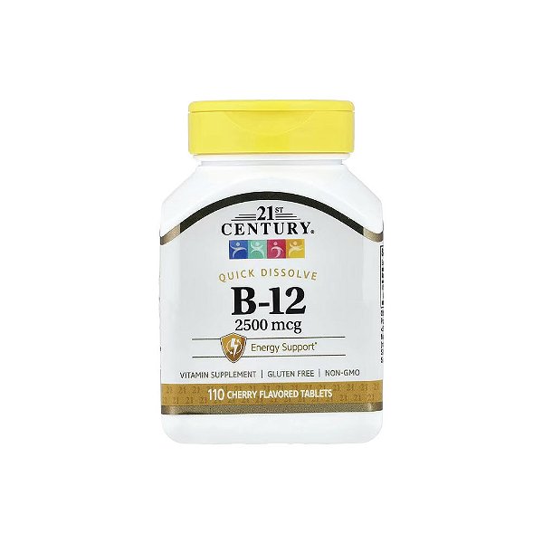 Vitamina B-12 Cereja 2500mcg 110 Tabletes - 21st Century