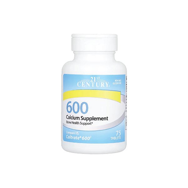 Suplemento de Cálcio 600mg 75 Tabletes - 21st Century