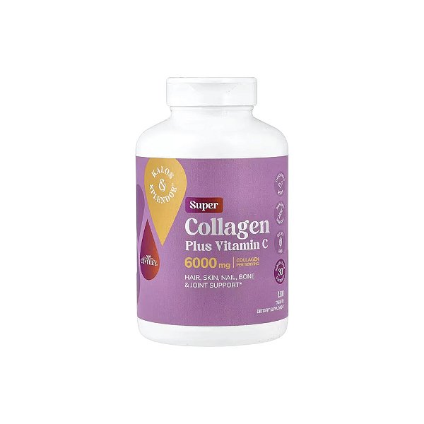 Kalos & Splendor Super Colágeno 6000mg + Vitamina C 180 Tabletes - 21st Century