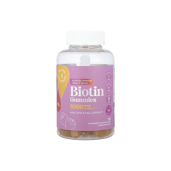 Gomas de Biotina 5000mcg Morango 120 Gomas - 21st Century