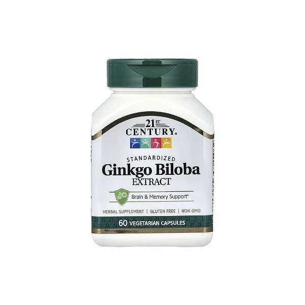 Extrato de Ginkgo Biloba Padronizado 60mg 60 Cápsulas - 21st Century