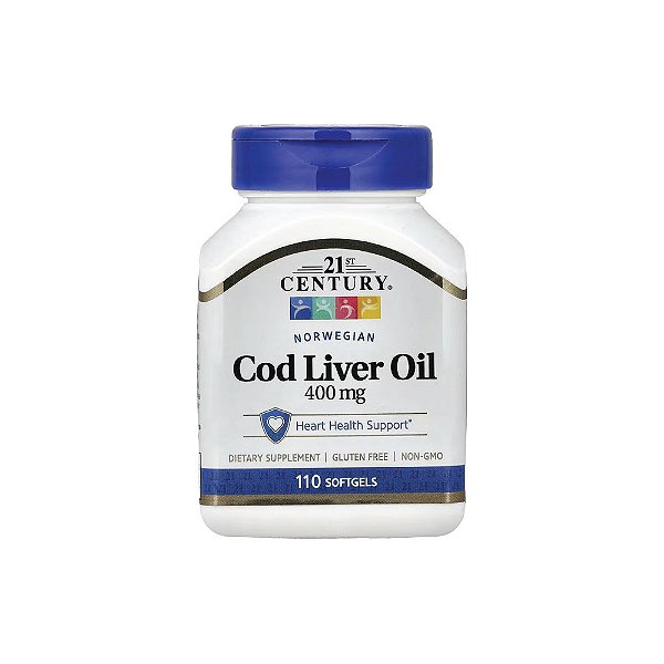 Óleo de Fígado de Bacalhau Norueguês 400mg 110 Cápsulas - 21st Century