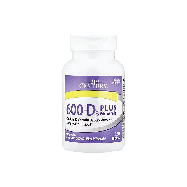 Cálcio 600 + Vitamina D3 com Minerais 120 Comprimidos - 21st Century