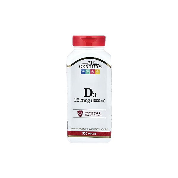 Vitamina D3 1.000 UI (25mcg) 500 Comprimidos - 21st Century