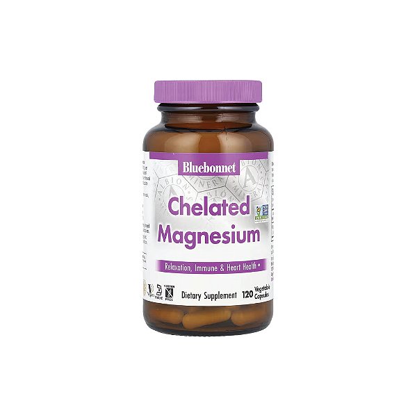 Magnésio Bisglicinato Quelato 100mg Chelated Magnesium 120 Cápsulas - Bluebonnet Nutrition