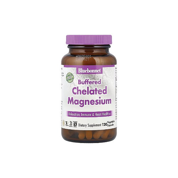 Magnésio Quelato Tamponado 200mg Buffered Chelated Magnesium 120 Cápsulas - Bluebonnet Nutrition