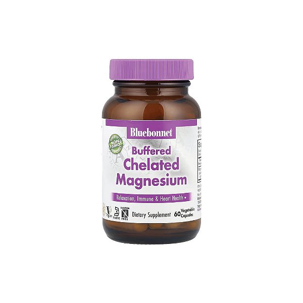 Magnésio Quelato Tamponado 200mg Buffered Chelated Magnesium 60 Cápsulas - Bluebonnet Nutrition