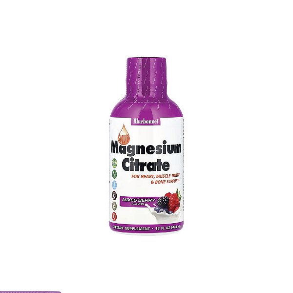 Citrato de Magnésio Líquido Sabor Frutas Silvestres Liquid Magnesium Citrate 473ml - Bluebonnet Nutrition