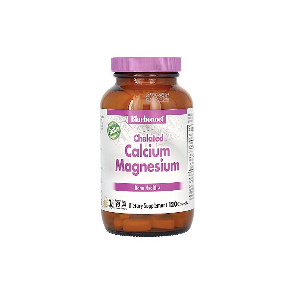 Cálcio e Magnésio Quelatos Chelated Calcium Magnesium 120 Cápsulas - Bluebonnet Nutrition