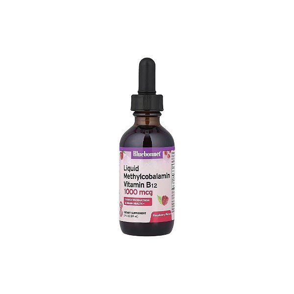 Vitamina B12 Líquida Metil-cobalamina 1000mcg CellularActive Sabor Framboesa 59ml - Bluebonnet Nutrition
