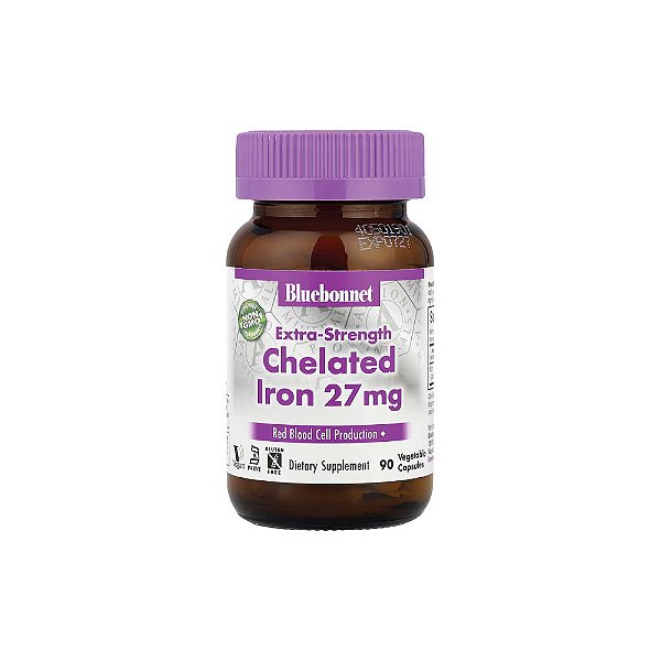 Ferro Quelado Força Extra 27mg Chelated Iron 90 Cápsulas - Bluebonnet Nutrition