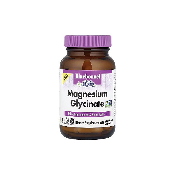 Glicinato de Magnésio Bisglicinato Quelato 100mg Magnesium Glycinate 60 Cápsulas - Bluebonnet Nutrition